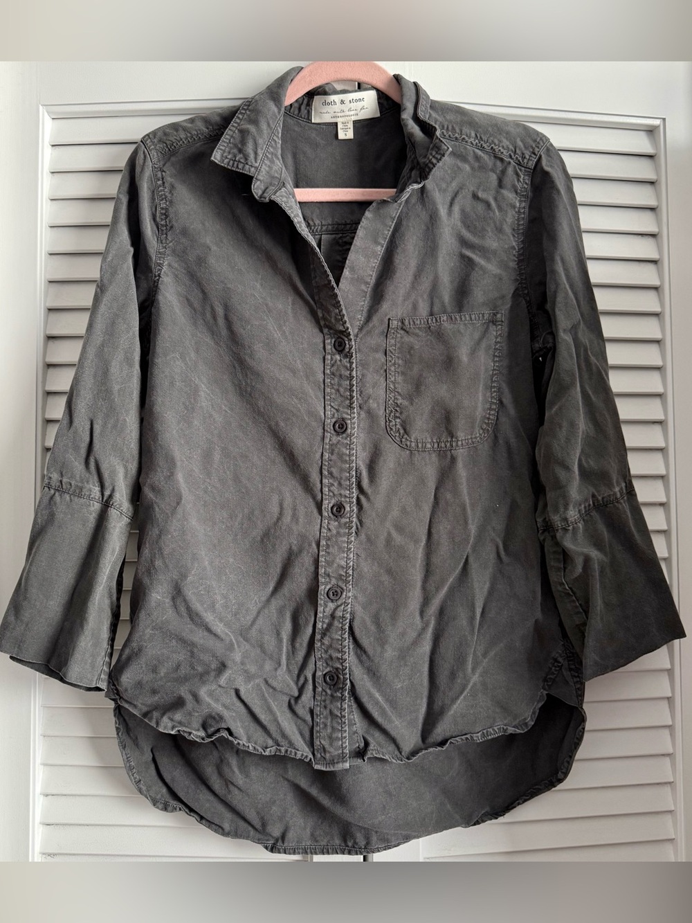 Anthropologie Washed Charcoal Button-Up Shirt